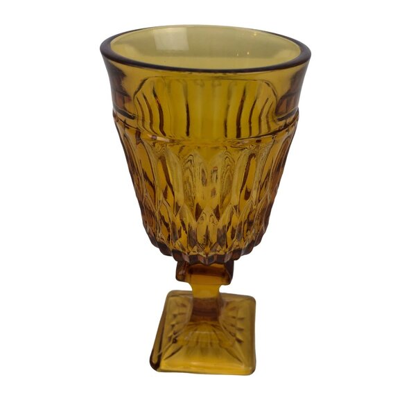 Indiana Glass Colony Park Lane Amber Wine Water Goblet Footed - Picture 7 of 10
